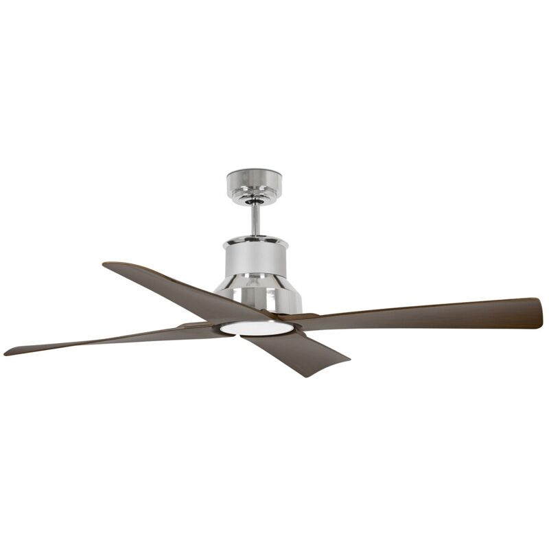 FARO BARCELONA  Ventilateur plafond Winche M lampe LED IP44 chrom&eacute;