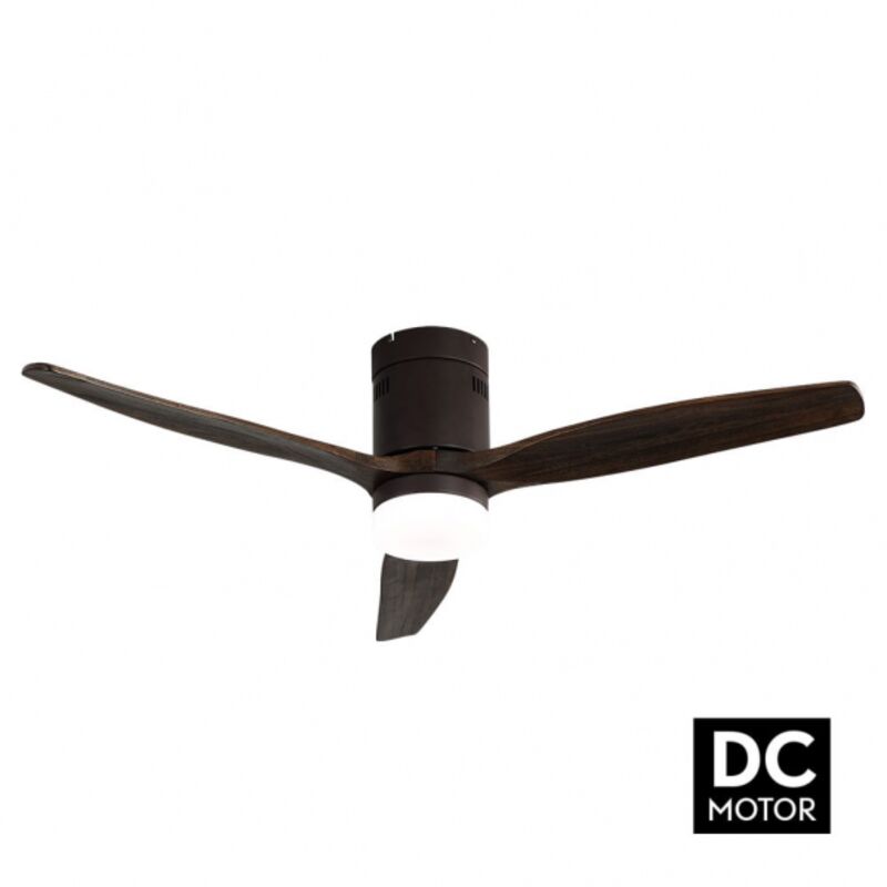 Fabrilamp - Ventilateur 20w dc aguilon brown 3 pales oak 6 vitesses w/remote, dimmer, timer 30,5x132x132 cm