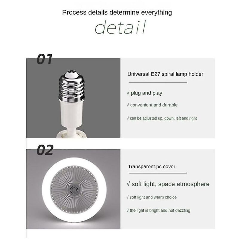 Ventilateur de plafond avec télécommande et lumière 30w lampe LED ventilateur ventilateur de plafond silencieux intelligent convertisseur E27 B