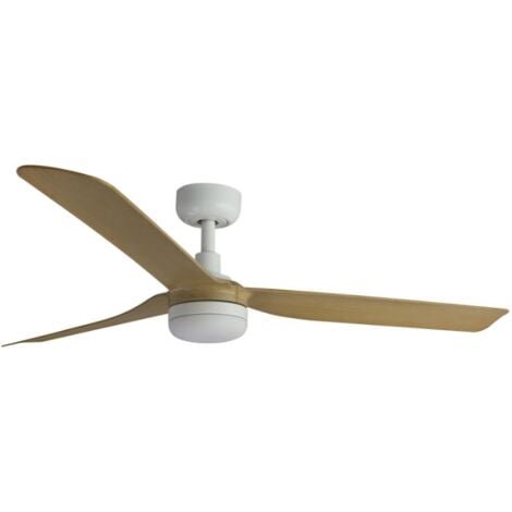 Ventilateur de plafond blanc/bois avec lumière PUNT 33816-20