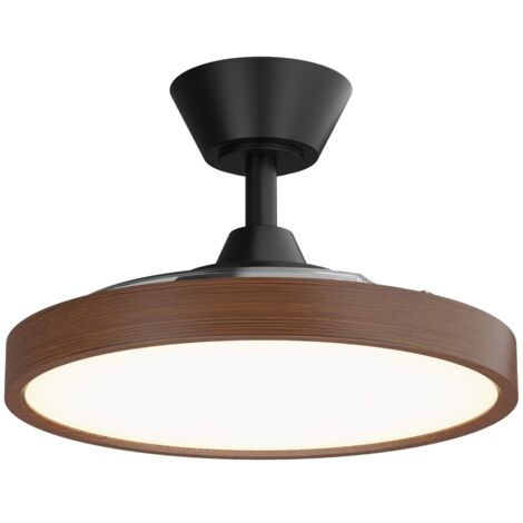 Ventilateur de plafond BOMBAY couleur bois foncé – Pales rétractables, lumière CCT dimmable, design minimaliste