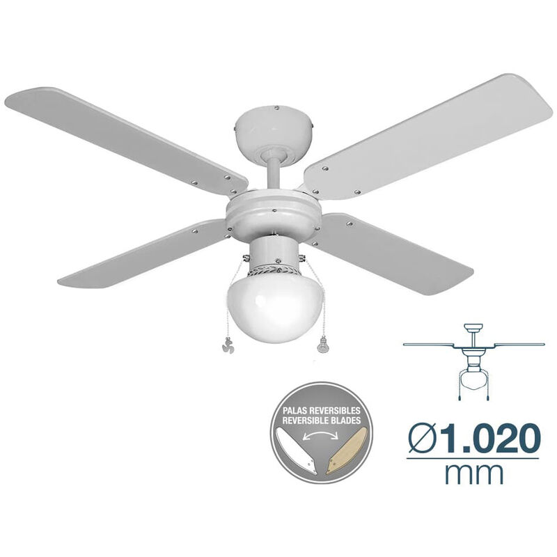 EDM - Ventilateur De Plafond Caribe Blanc Puissance: 50w Palmes: Ø102cm