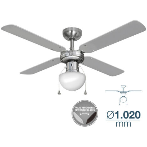 Ventilateur De Plafond Caribe Chromè Puissance: 50w Palmes: Ø102cm Edm