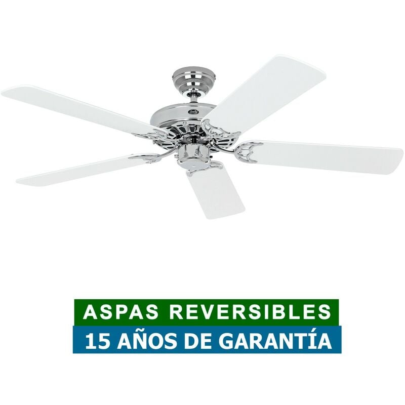 CasaFan 513202 Ventilateur de plafond CLASSIC ROYAL 132cm blanc ou osier/chrome