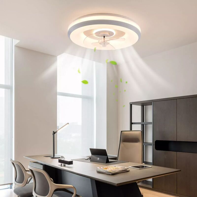 Ventilateur de plafond circulaire avec télécommande D'éclairage led plafonnier chambre