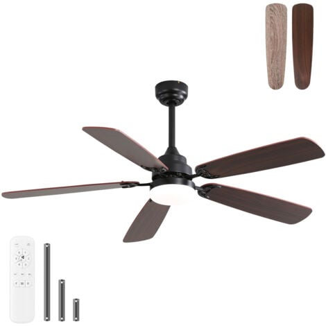 NECHE Ventilateur de plafond classique de 132cm avec lumière LED réglable,Vent à 6 vitesses,Moteur DC Télécommande 5 Pales
