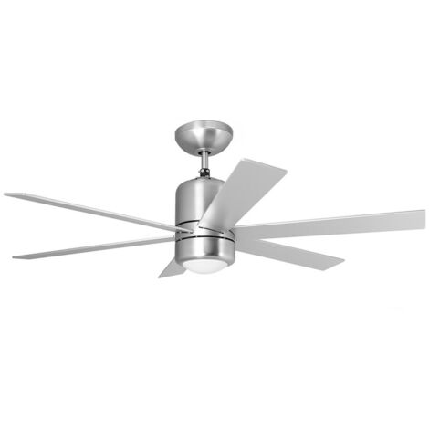 Ventilateur de plafond climatisé avec lumière 65W-5 vitesses 6 pales 120Cm Chrome Orbegozo Cp 50120