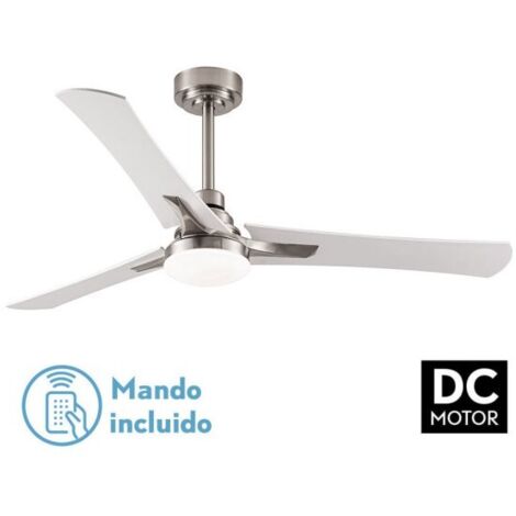 Ventilateur de Plafond DC Coro 22W Nickel 3 Pales Hêtre Blanc