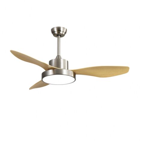 Ventilateur de plafond DC Hayate 48W hêtre nickelé