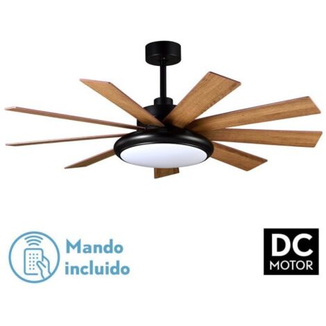 Ventilateur de Plafond DC Pireo 36W Noir 9 Pales Hêtre Chêne