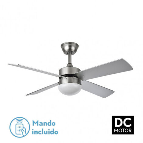 Ventilateur de Plafond DC Sofia 2xE27 Nickel 4 Pales Hêtre Argent