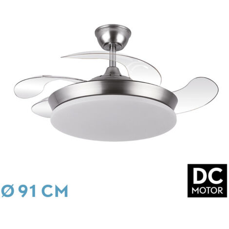 Ventilateur de plafond DC "Trident Mini" dimmable avec télécommande (59W 3CCT 6980lm) couleur nickel