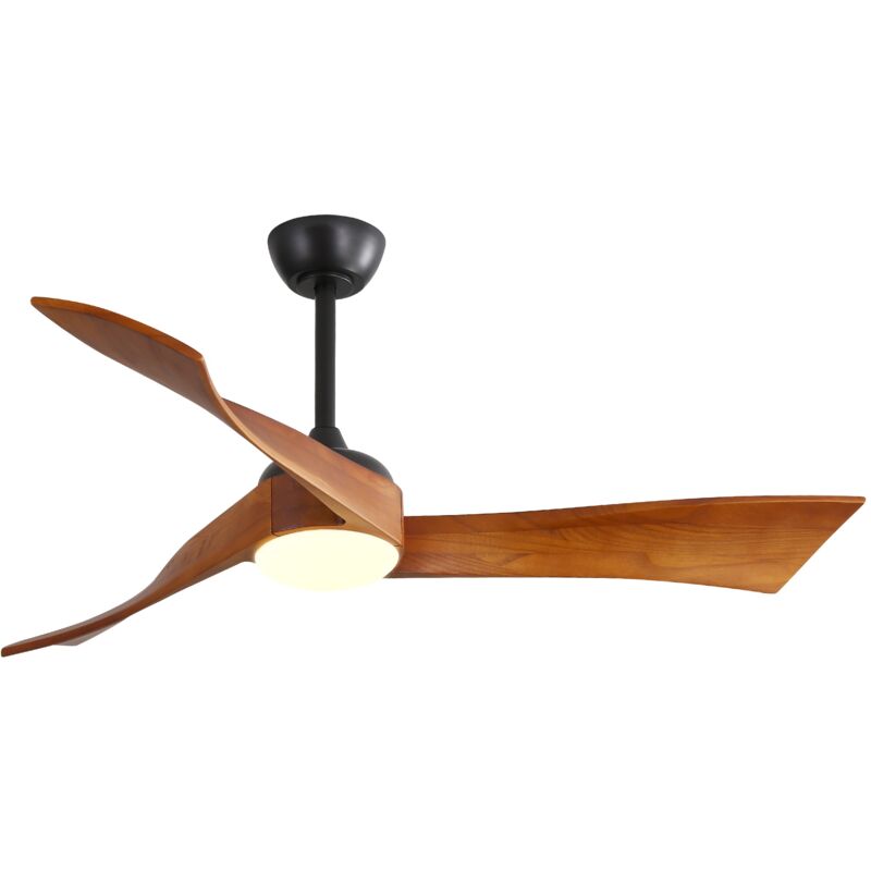Tanant - Ventilateur de plafond de 132 cm, avec 3 pales en bois massif et télécommande à 6 vitesses, moteur à courant continu à économie d'énergie,