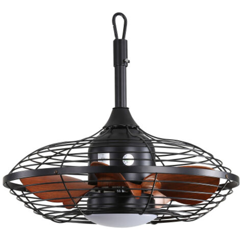Ventilateur de plafond de 51 cm avec suspension à tige, LED 18 W à 3 températures de couleur, 5 pales en ABS, moteur à courant continu et suspension à crochets pour les espaces extérieurs, les terrass