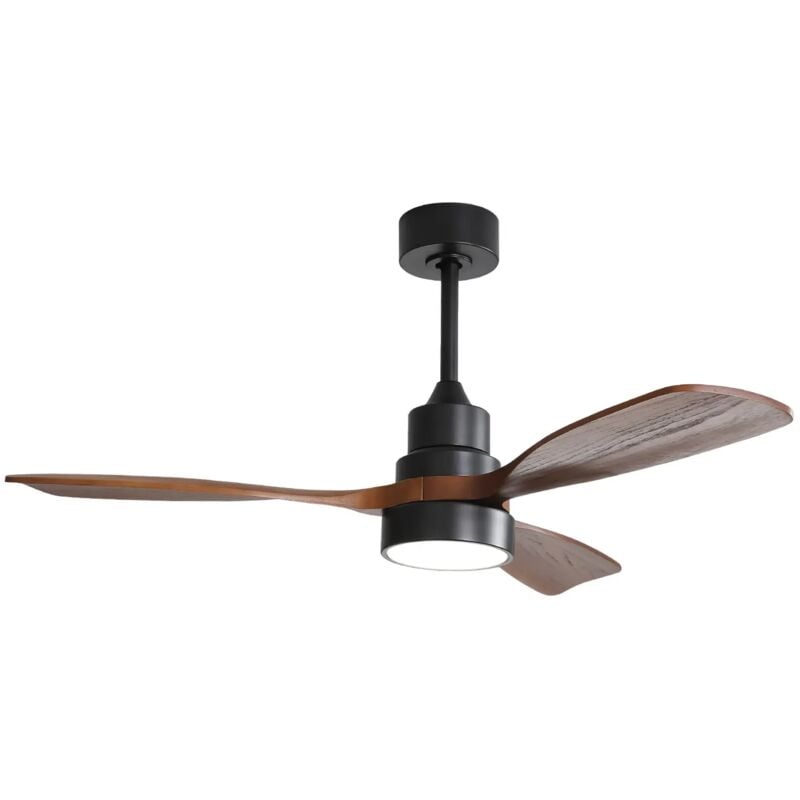 Redom - Ventilateur de plafond en bois de 48 pouces avec 3 pales en bois massif, télécommande, moteur à courant continu réversible pour salon