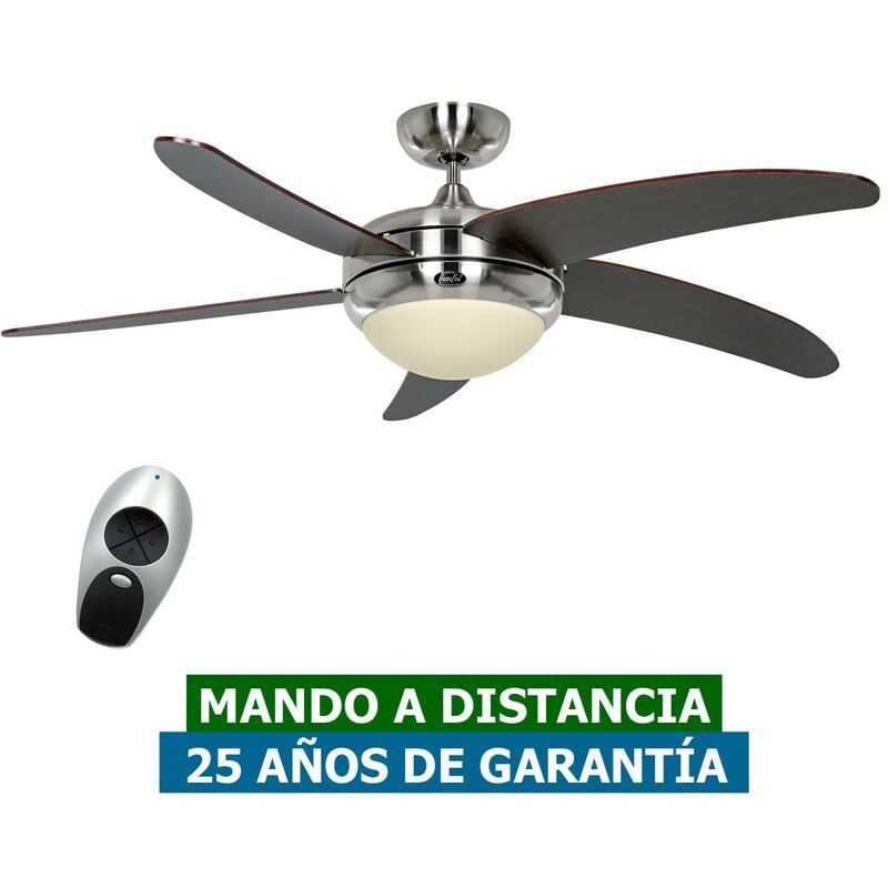 Certeo - Ventilateur de plafond avec lumière CasaFan 9513278 elica 132 bn-wn wengé/ chrome brossé