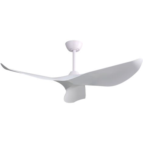 Ventilateur de plafond d'intérieur de 52 pouces avec télécommande à 6 vitesses, moteur à courant continu réversible à 3 lames en ABS, blanc pour salon