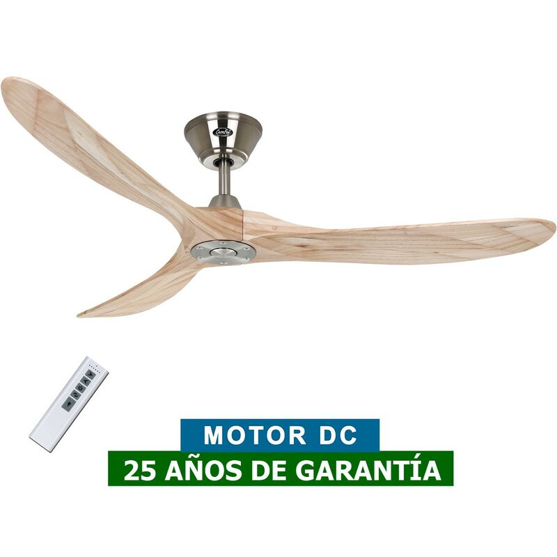 Casafan - Ventilateur de plafond 315216 eco genuino 152cm bois massif naturel / chrome satiné