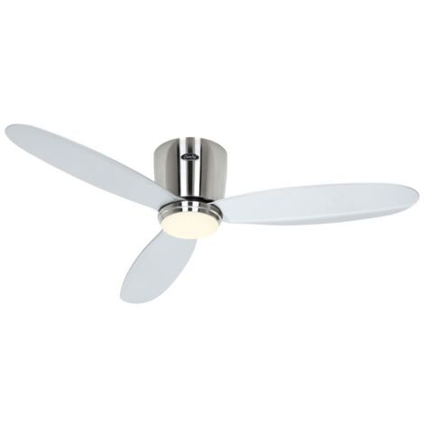Ventilateur de plafond ECO PLANO II 112, Chrome brossé - Argent, Wi-Fi avec éclairage