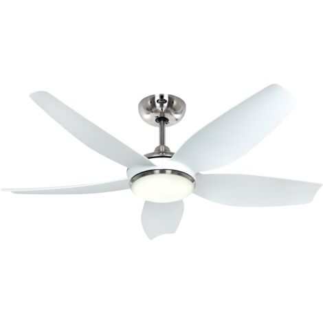 Ventilateur de plafond ECO VOLARE II 116, chrome brossé - Blanc avec éclairage