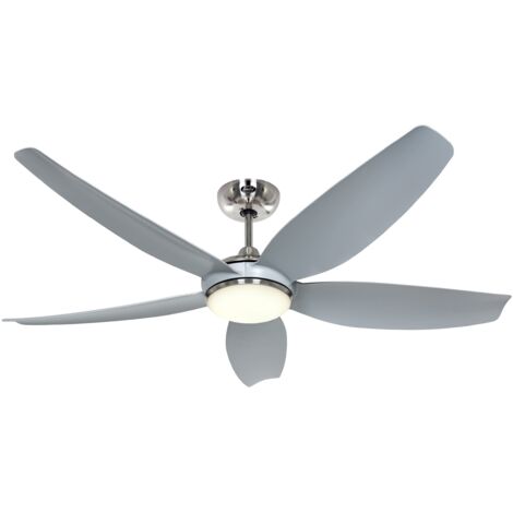 Ventilateur de plafond ECO VOLARE II 142, chrome brossé - Gris clair avec éclairage
