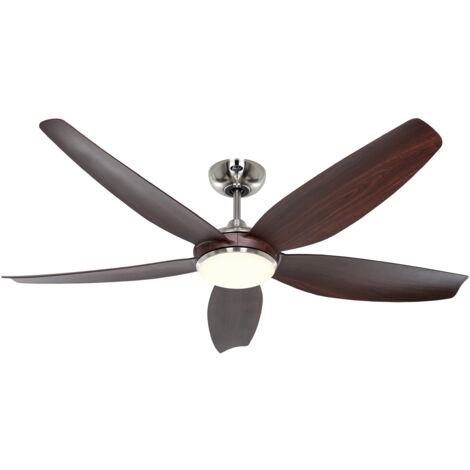 Ventilateur de plafond ECO VOLARE II 142, chrome brossé - Noyer avec éclairage