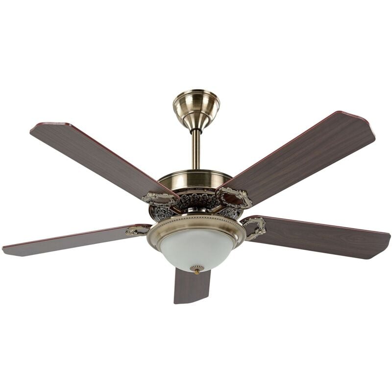 Beliani - Ventilateur de Plafond avec Lampe Intégrée et 3 Vitesses Réglables par Télécommande Idéal pour Chambre ou Salon Vintage et Rétro