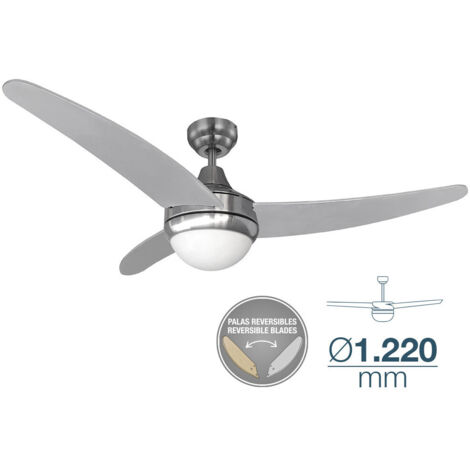 Ventilateur De Plafond Egeo Chromé Puissance: 60w Palmes: Ø122cm Avec Télécommande Edm