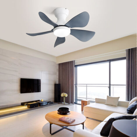 Ventilateur de plafond encastré blanc de 29 pouces avec 5 pales en ABS transparent, éclairage LED à intensité variable