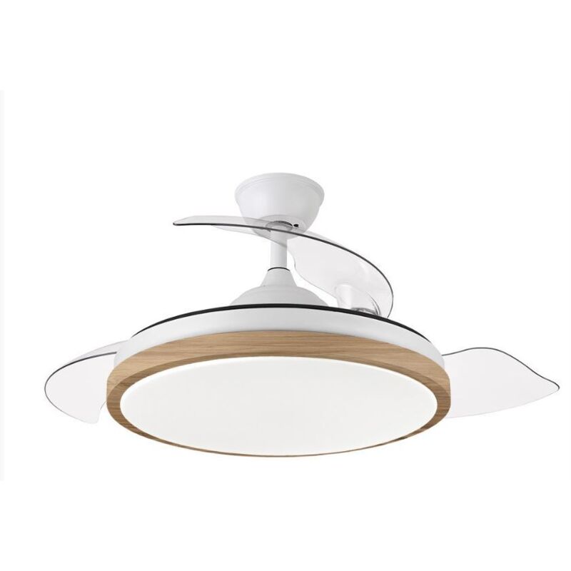 Ventilateur de Plafond Evros 72W Blanc et Hêtre 3 Pales