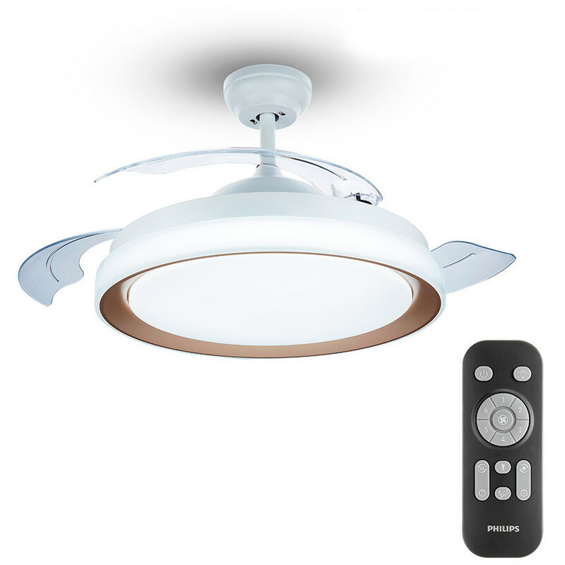 Philips - Ventilateur De Plafond à Led Modèle Atlas Doré Puissance: 28+35w Palmes: Ø106cm Avec Télécommande