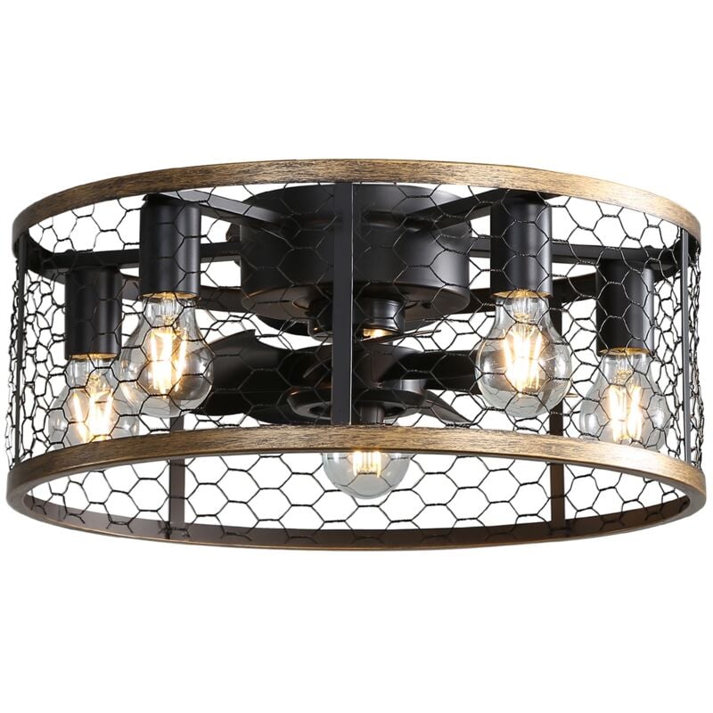 Tanant - Ventilateur de plafond industriel encastrable de 50 cm avec 7 pales en abs, télécommande, moteur cc réversible, ampoule incluse, pour