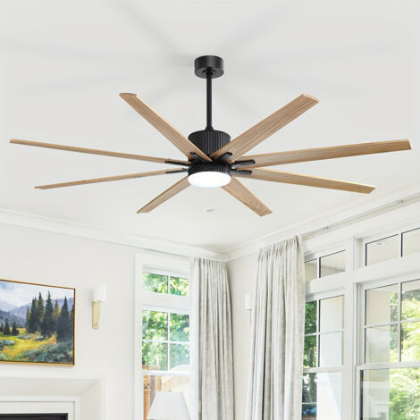 Ventilateur de plafond intelligent Sofucor 193 cm avec télécommande et éclairage, 8 pales avec contrôle par application