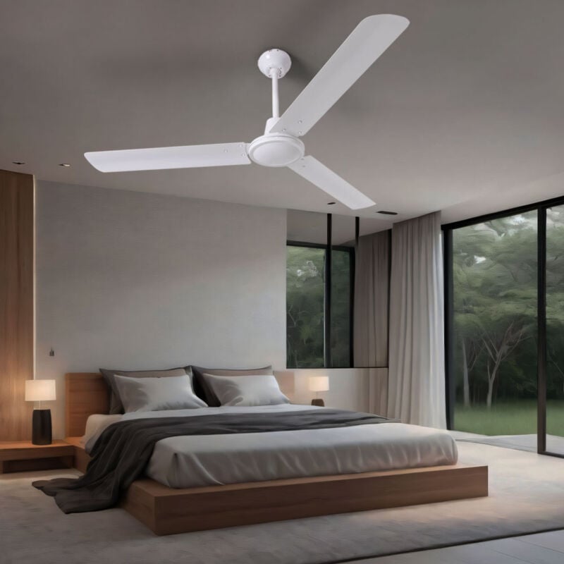 Ventilateur de plafond Interrupteur mural Refroidisseur d'air Salon Salle à manger Ventilateur 3 niveaux 142 cm