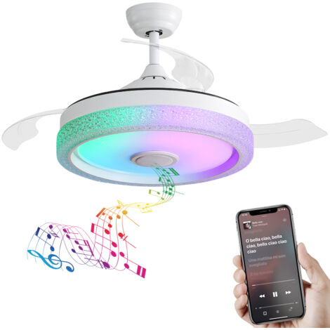 Ventilateur De Plafond LED Arc-en-ciel Avec Bluetooth Et Télécommande - 6 Pales