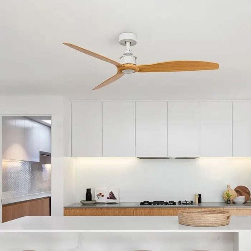 Faro Barcelona - Ventilateur de plafond sans lumière blanc/bois ø 128 cm just fan m