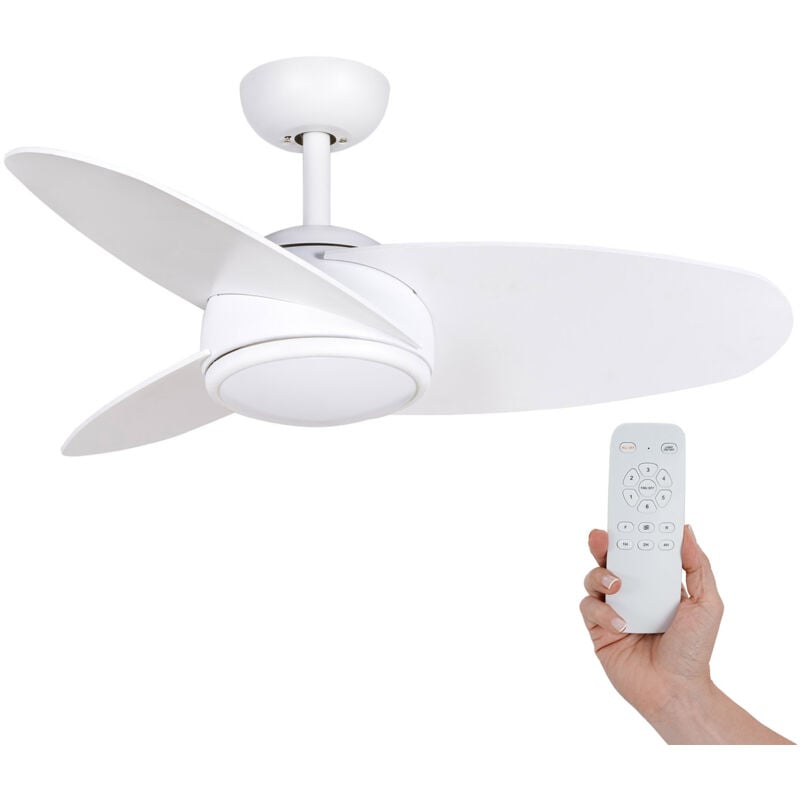 Ventilateur de Plafond Kekai Levante dc 105x38 cm 55W Blanc avec Pales Blanches, Lumière Réglable, Minuterie et Télécommande