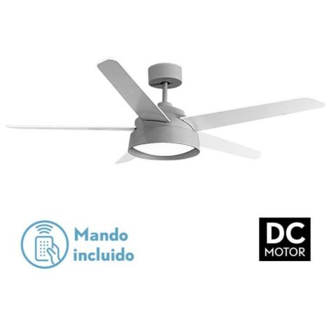 Ventilateur de Plafond Lebeche DC 25W Gris 5 Pales Hêtre Blanc