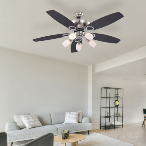 Ventilateur de plafond LED 15 watts avec interrupteur à tirette et lampe d'éclairage