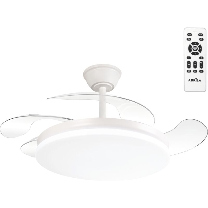 Greenice - Ventilateur de Plafond led 59W 6980LM cct dc Ultra Silencieux avec Télécommande et Lames Rétractables Été/Hiver