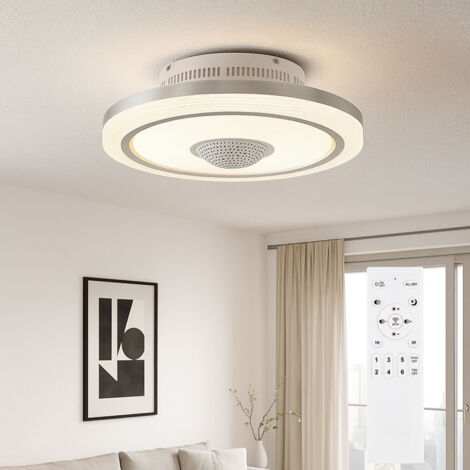 Ventilateur de plafond LED à intensité variable avec télécommande Purificateur d'air Désodorisant Lampe de plafond, minuterie, veilleuse, 35W 1750lm blanc chaud-blanc froid, DxH 50x21 cm