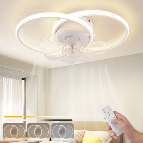 Ventilateur de plafond LED avec éclairage - 52 W, silencieux, avec télécommande, 3 températures de couleur, 6 vitesses-49cm