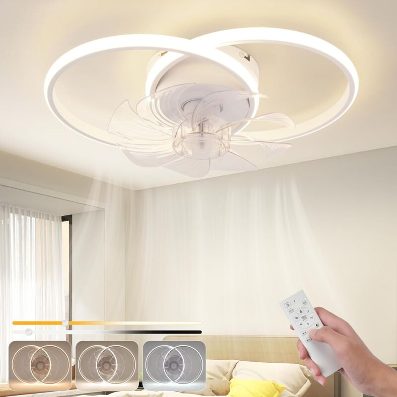 Gbly - Ventilateur de plafond led avec éclairage Moderne 36 w Ventilateur de plafond silencieux avec télécommande 3 températures de couleur 6