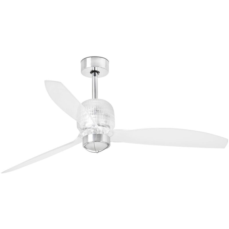 Faro Barcelona - deco fan led Ventilateur de plafond chromé avec lumière et aDCessoire en verre 33394D-9