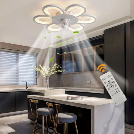 Ventilateur de plafond LED Lampe de plafond avec éclairage Télécommande Lumière Salon