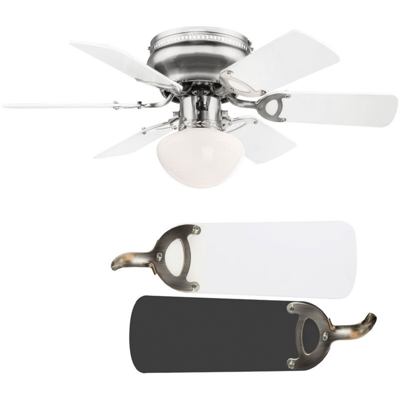 Ventilateur de plafond led avec interrupteur à tirette Lampe de ventilateur plafond 3 niveaux Ventilateur plafonnier, marche avant-arrière, 1x led 7W
