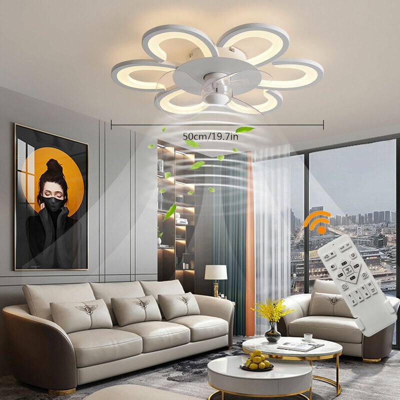 Gojoy - Ventilateur de plafond led plafonnier avec Éclairage Télécommande Lumière Salon