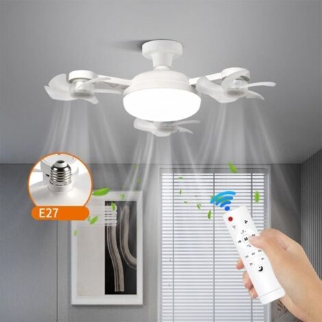 Ventilateur de plafond LED télécommandé avec variateur d'intensité et fonction de gradation continue(trois têtes)