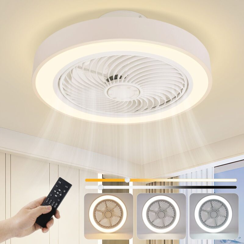 ZMH - Ventilateur de plafond led avec éclairage – Ventilateur de plafond silencieux 40 w avec télécommande, plafonnier à intensité variable,