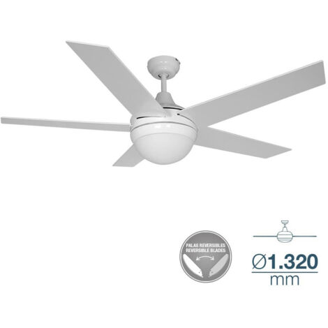 Ventilateur De Plafond Modèle Adriatico Blanc Puissance: 60w Palmes: Ø132cm Avec Télécommande Edm